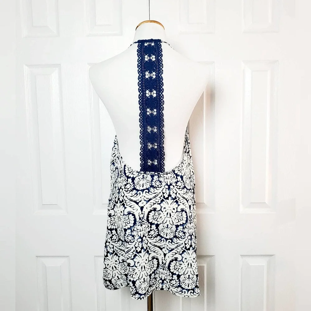 Bluetique Floral Crochet Back Swim Cover Up Dress - Picture 3 of 4